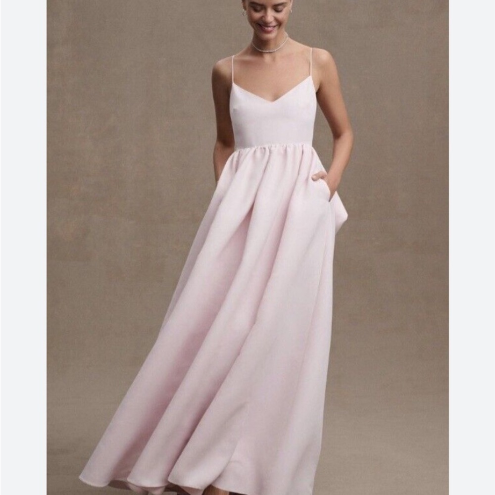 NWT anthropologie Sachin and Babi Hadley v-neck back now empire gown in pink